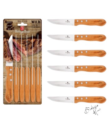 6 pcs steak knife set with wood handle