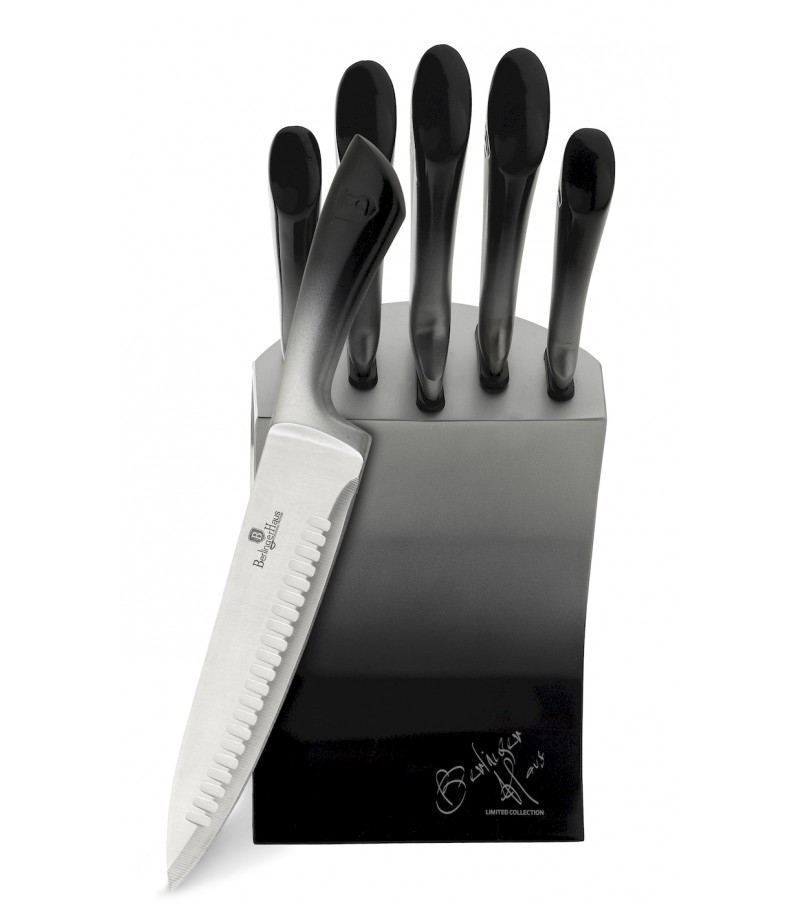 6 pcs knife set in stainless steel block