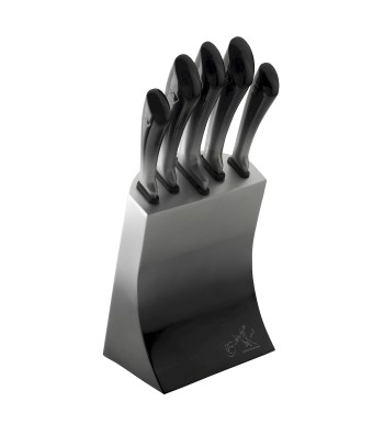 6 pcs knife set in stainless steel block