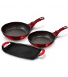 Frypan / grill plate set, 3+2 pcs